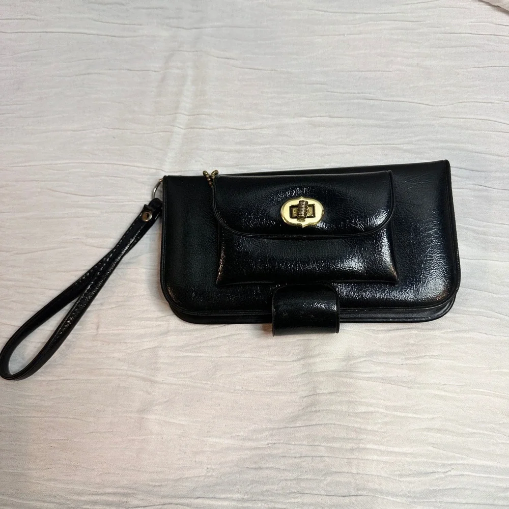 Vintage Mickey Mouse Black Golf Clutch Wallet 1970/80s Made in Hong‎ Kong